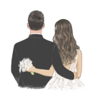 invitacion-digital-boda-golden-blue-dibujo-pareja-esposos-espalda-abrazados-a-color