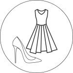 invitacion-digital-boda-golden-blue-icono-redondo-negro-vestimenta-mujeres-vestido-zapato-tacon