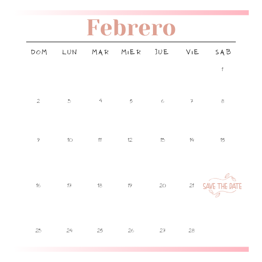 invitacion-digital-XV-classic-rose-calendario-mes-febrero-texto-nego-franjas-horizontales-color-rosa