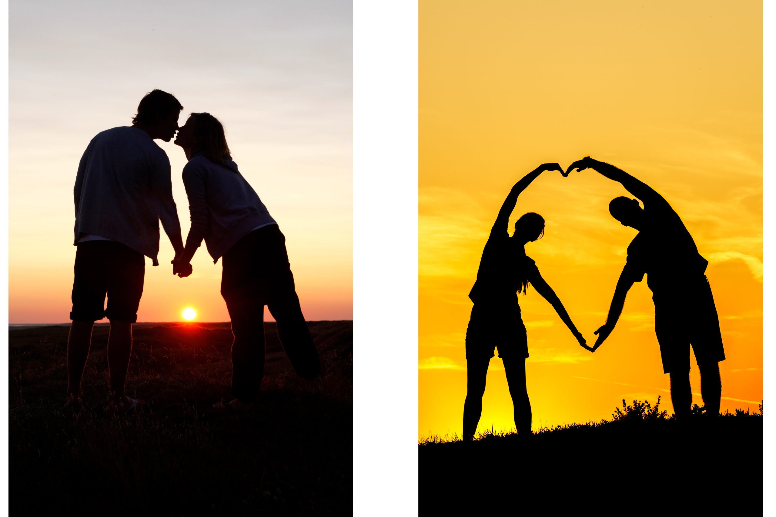invitacion-digital-boda-rose-pink-foto-atardecer-pareja-besandose-foto-atardecer-pareja-formando-corazon-con-brazos