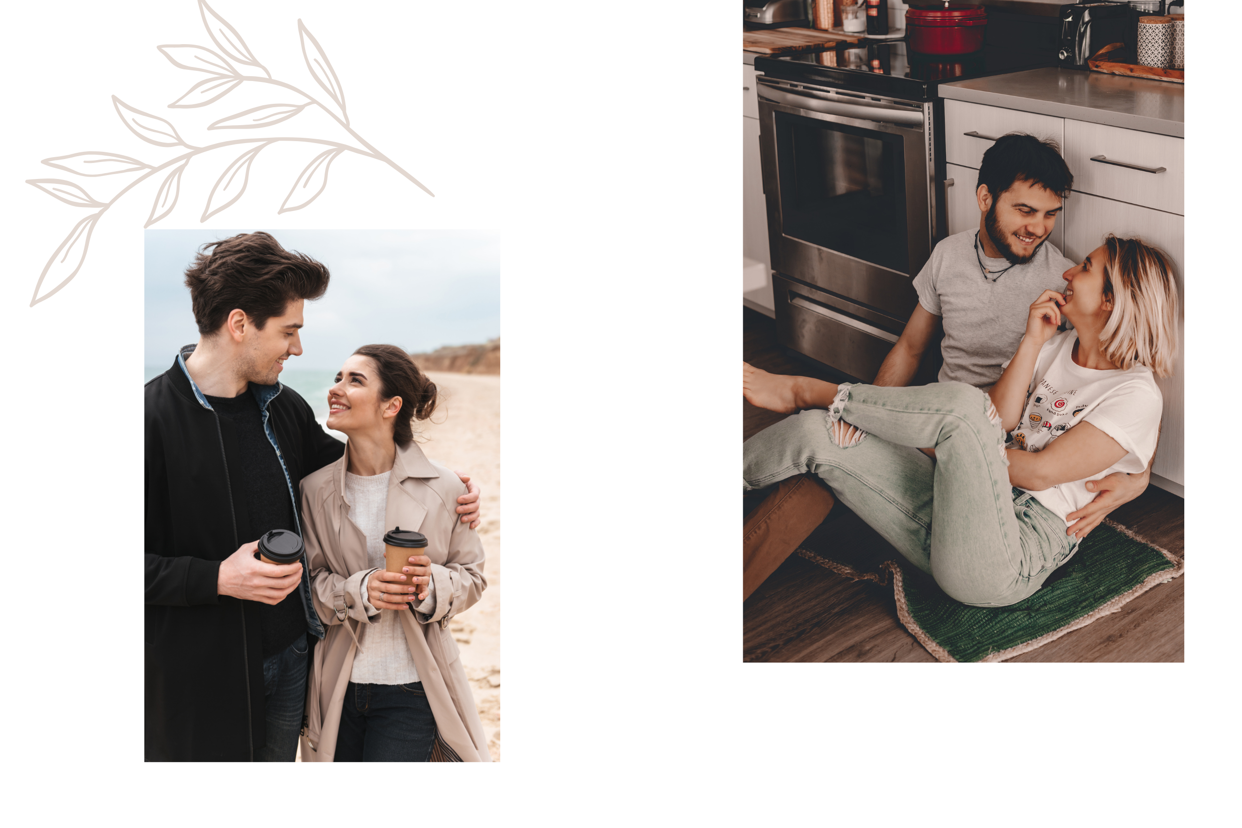 invitacion-digital-boda-rose-pink-fotos-pareja-tomando-cafe-pareja-sentada-fondo-transparente-con-hojas