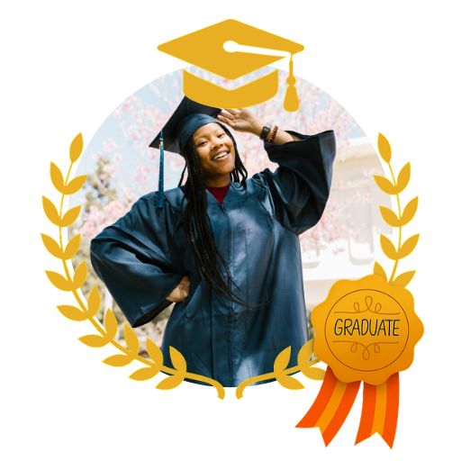 invitacion-digital-gradua-classic-white-fotografia-circular-mujer-con-toga-diseno-medalla-birrete-y-hojas-doradas-3