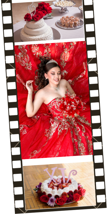 invitacion-digital-XV-hollywood-carrete-con-fotografias-quinceanera-vestido-rojo-y-pasteles