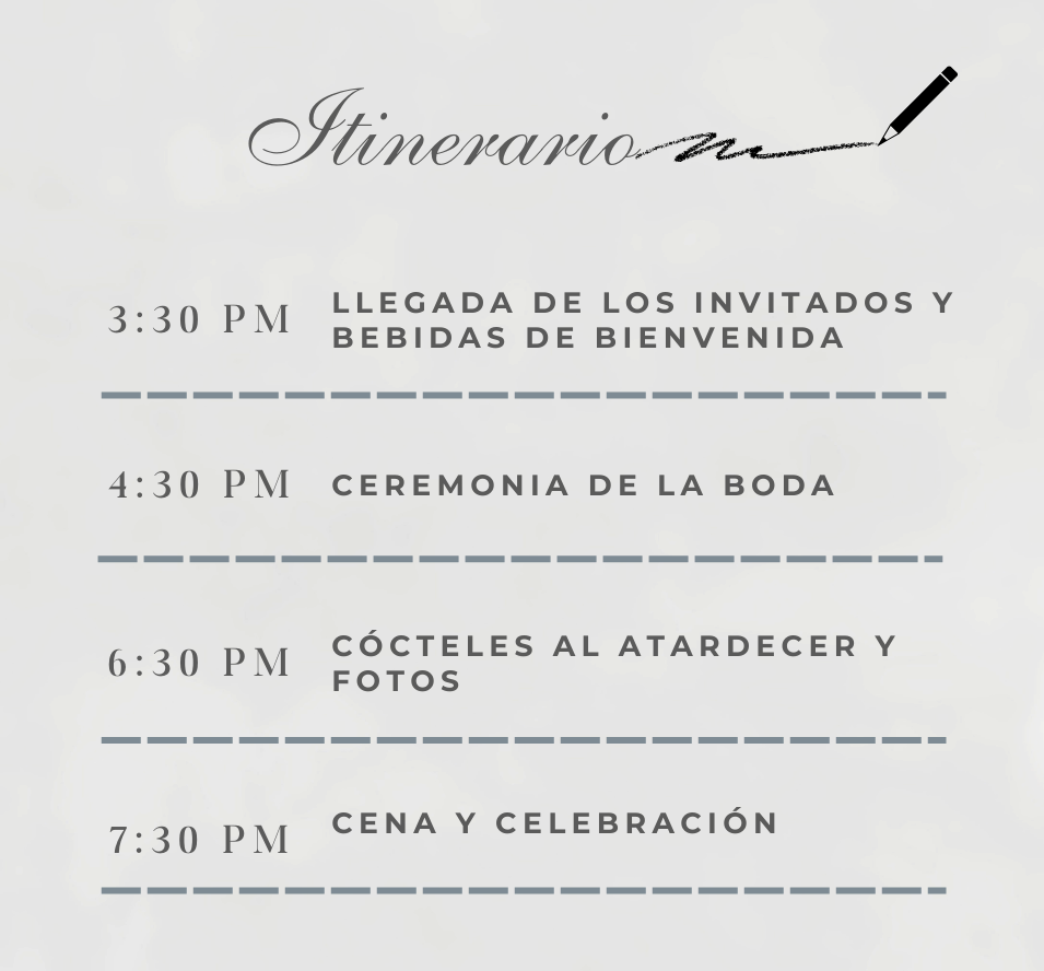 invitacion-digital-boda-romance-en-blanco-itinerario-con-lapiz-texto-gris-con-lineas-intermintentes-azuladas-horizontales